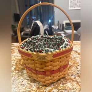 Vintage Longaberger 1997 Snowflake Hexagon Christmas Basket With Fabric Liner